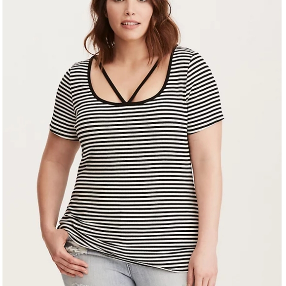 Torrid Striped Strappy Tee EUC - Picture 1 of 6